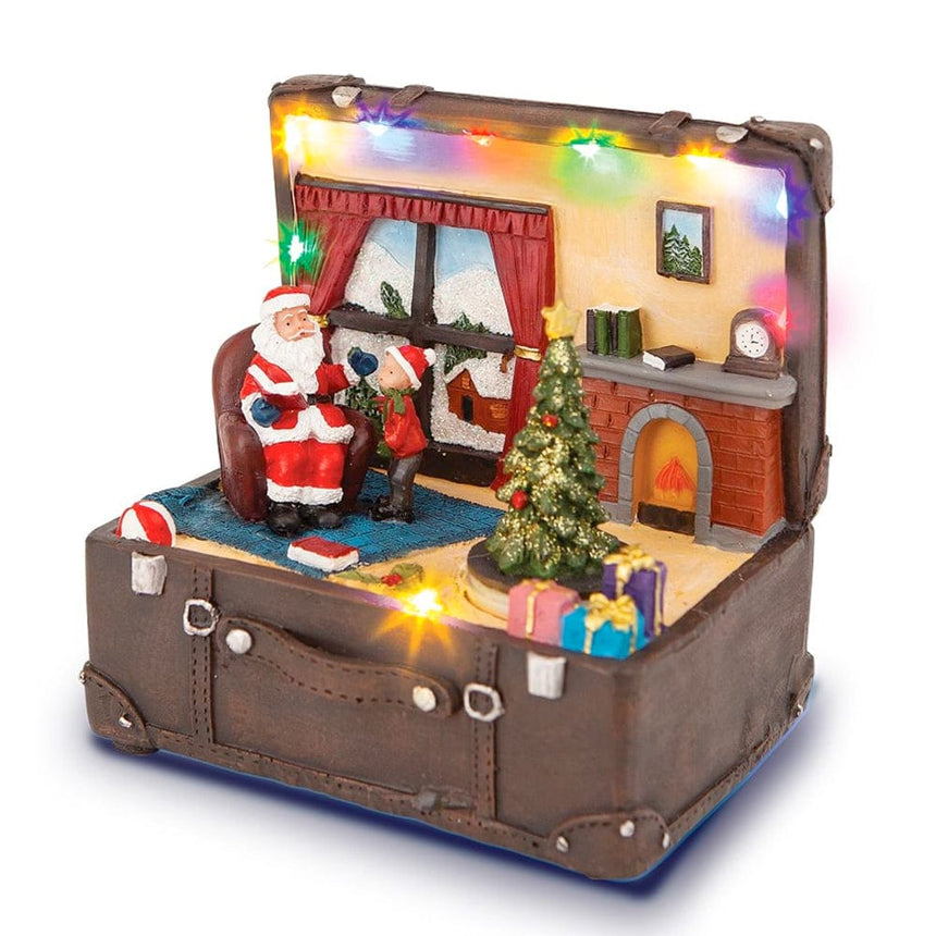 Christmas Suitcase Music Box with LED Light and Moving Tree