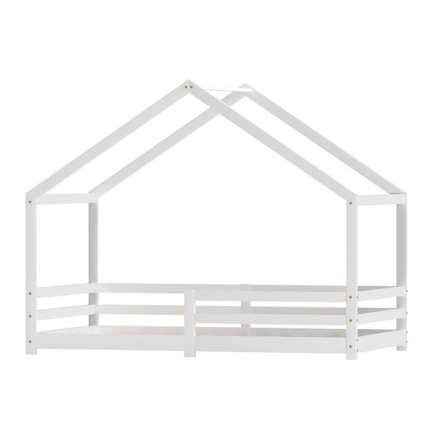 Artiss Bed Frame Wooden Kids Single House Frame White AMOS