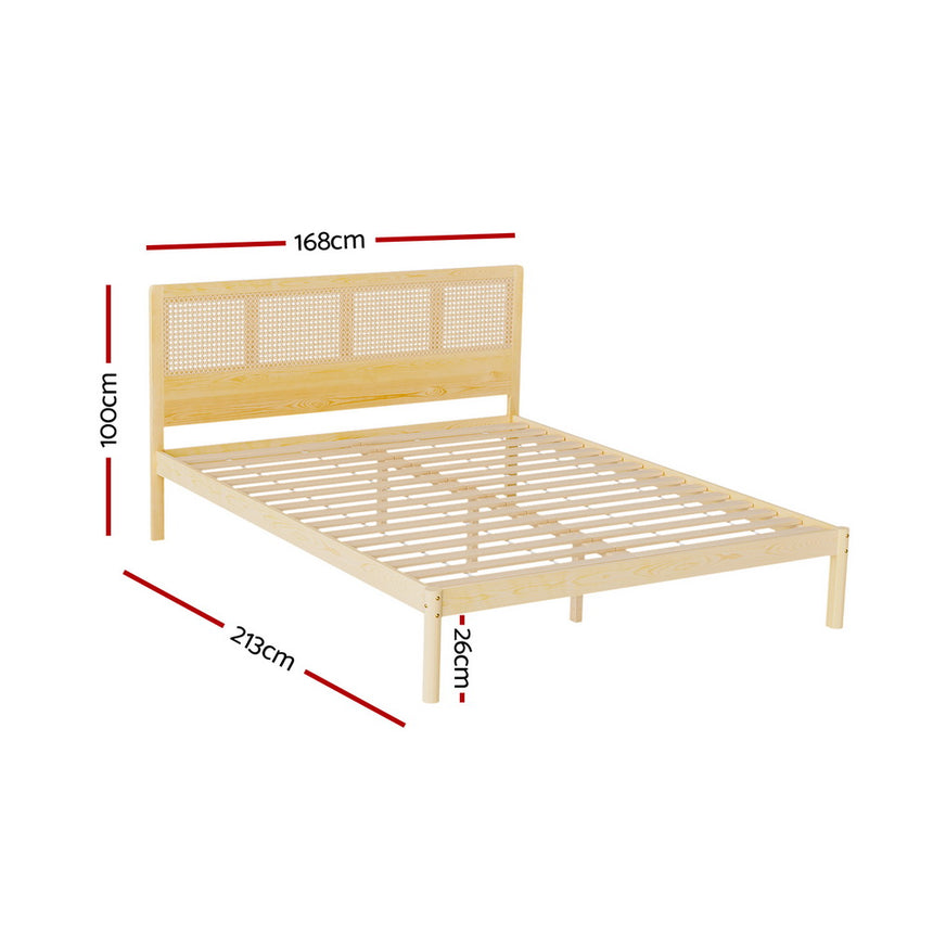 Artiss Bed Frame Queen Size Rattan Wooden RITA